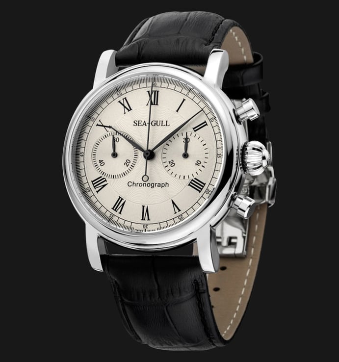 Seagull M190S - Manual Mechanical Chronograph Black Leather