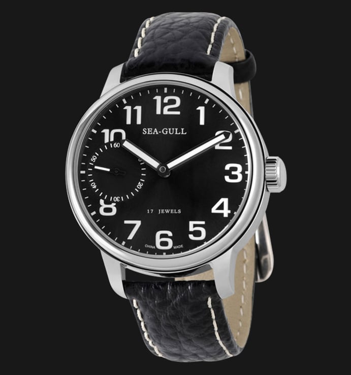 Seagull M222S-BL - Manual Mechanical Black Leather Strap