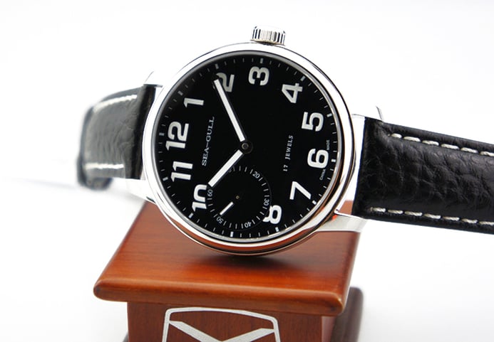 Seagull M222S-BL - Manual Mechanical Black Leather Strap
