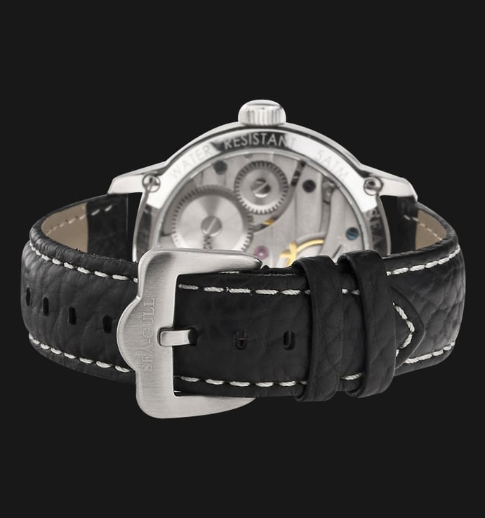Seagull M222S-BR - Manual Mechanical Black Leather Strap