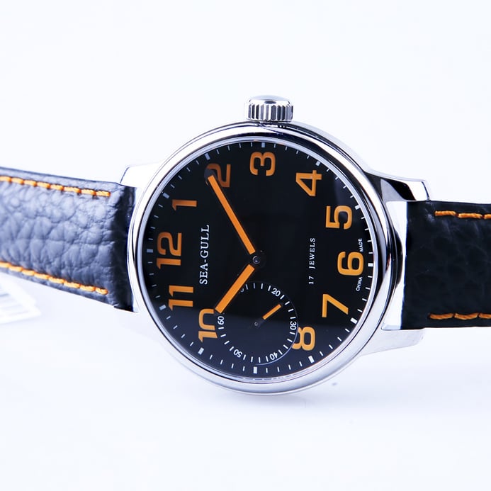 Seagull M222S-OR - Manual Mechanical Black Leather Strap