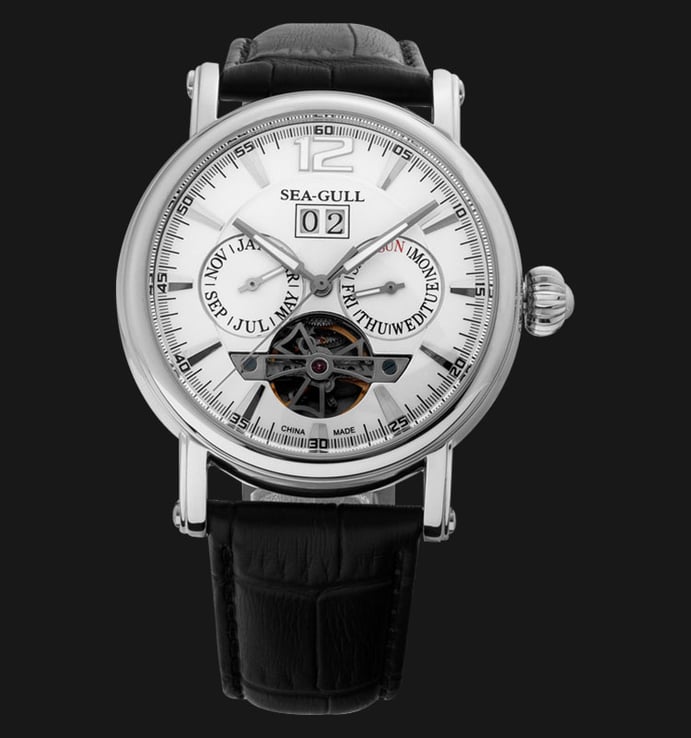 Seagull M307S - Automatic Mechanical Open Heart Black Leather