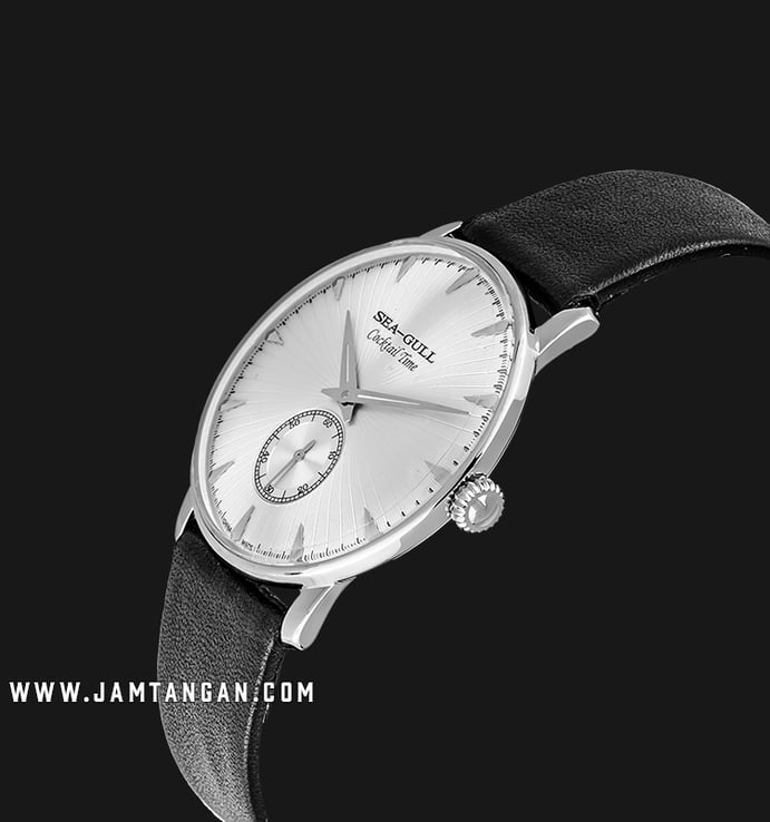 Seagull ON2705 Cocktail Time Automatic Mechanical Sea-Gull White Dial Black Leather Strap