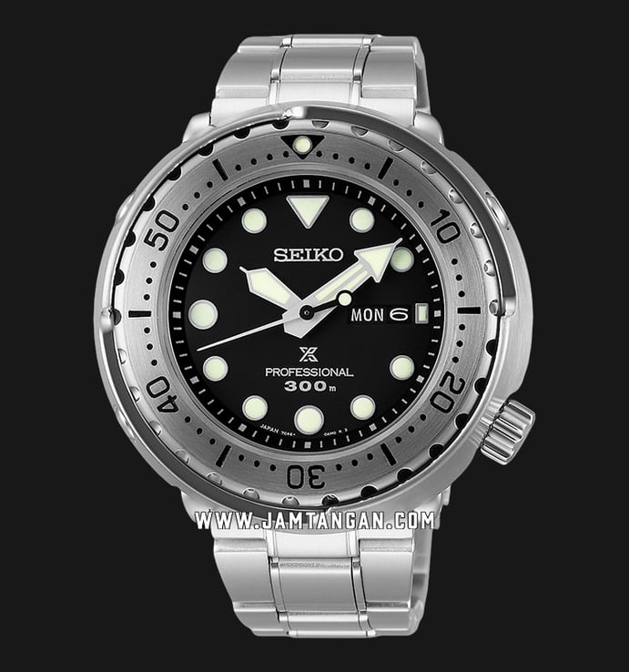 Seiko Prospex S23633J1 Tuna Professional Diver 300M Black Dial Stainless Steel Strap