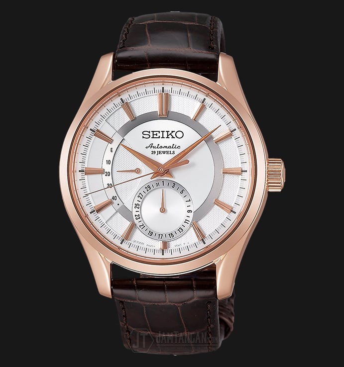 Seiko Presage SARW004J1 White Dial Brown Leather Strap Watch (JDM)