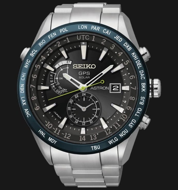 Seiko Astron SAST023G GPS Solar World Time 7X Silver Titanium Bracelet