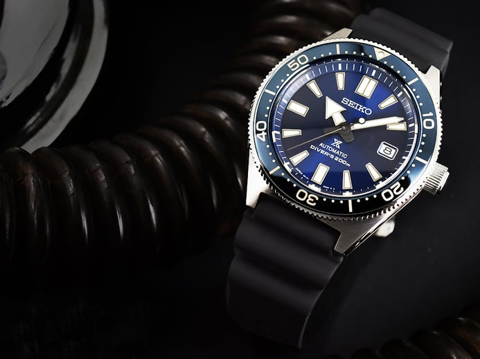 Seiko Prospex SBDC053J1 Automatic Divers 200M Men Blue Dial Black Rubber Strap