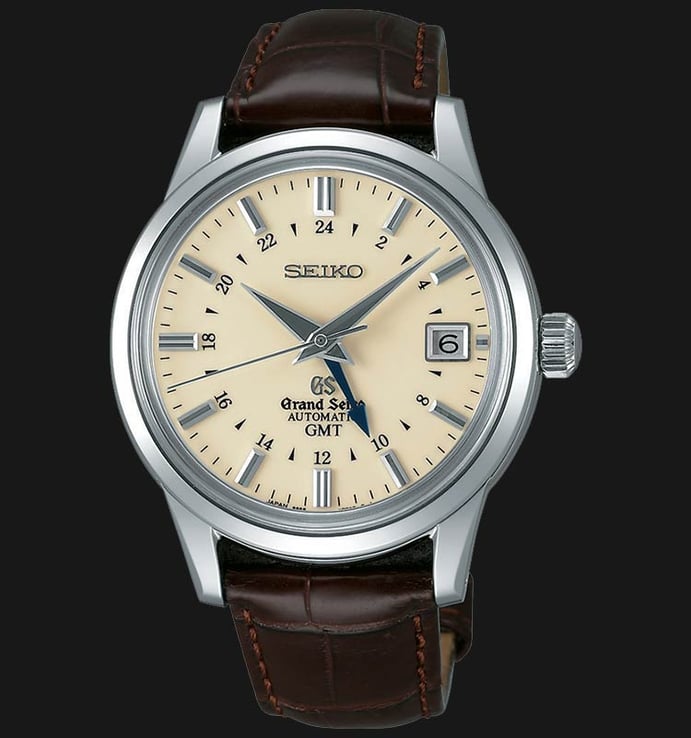 Grand Seiko SBGM021 Automatic GMT Beige Dial Brown Leather Strap