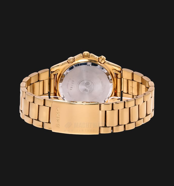 Seiko Chronograph SEL012J Sports Quartz Watch Black Dial Gold Stainless Steel