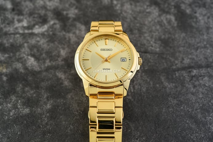 Seiko Classic SGEF58P1 Gold Dial Gold Stainless Steel Strap