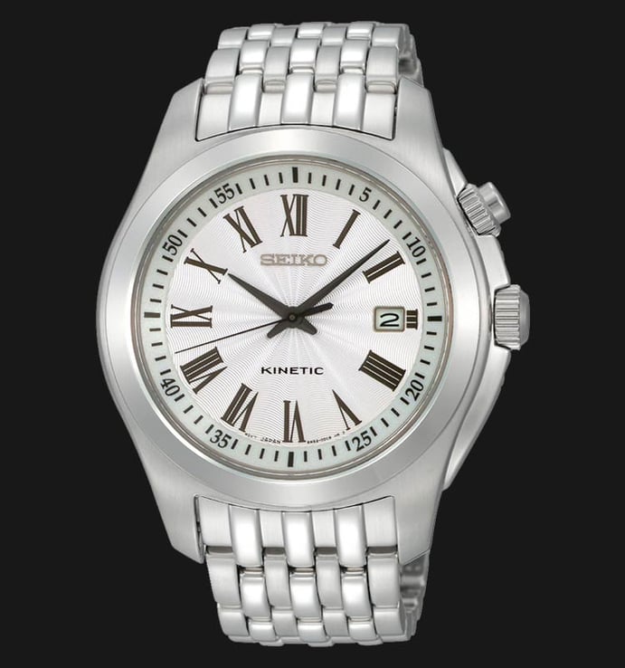 Seiko Kinetic SKA467P1 Classic Man Silver Dial Stainless Steel Strap