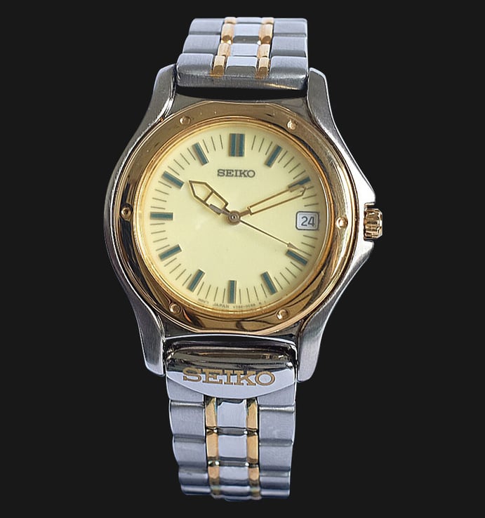Seiko Classic SKG012 Beige Dial Two Tone Stainless Steel Strap