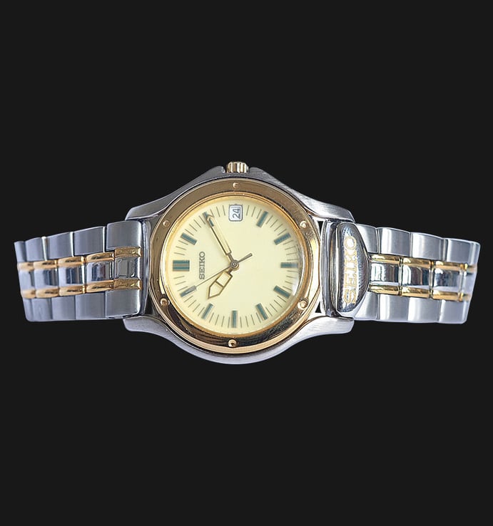 Seiko Classic SKG012 Beige Dial Two Tone Stainless Steel Strap