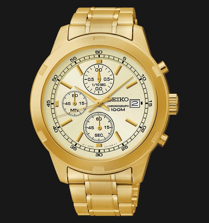 Seiko Chronograph SKS426P1 Champagne Dial Gold Stainless Steel Strap