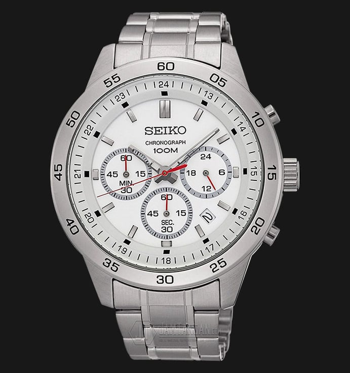 Seiko Chronograph SKS515P1 Silver Dial Red Hands Stainless Steel Bracelet
