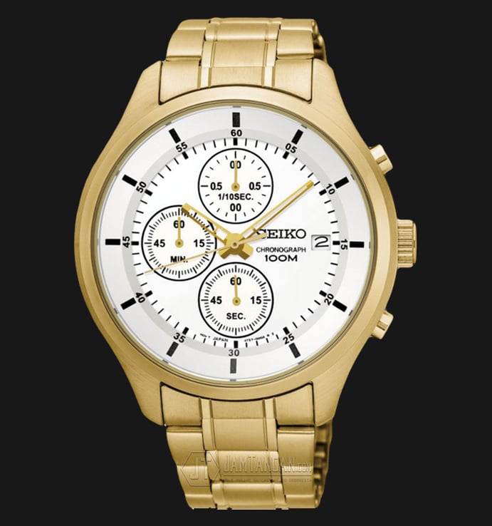 Seiko Chronograph SKS544P1 Discover More Silver Dial Gold Stainless Steel Strap