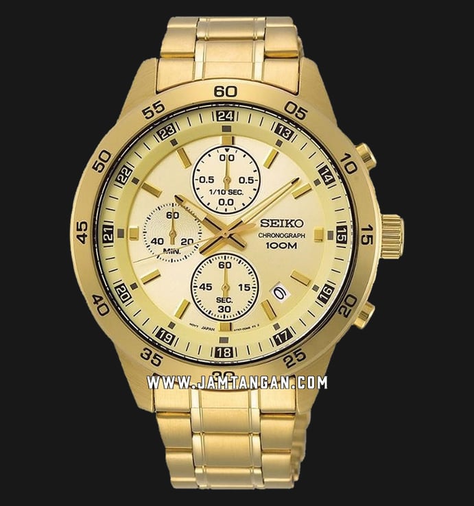 Seiko Chronograph SKS646P1 Gold Dial Gold Stainless Steel Strap