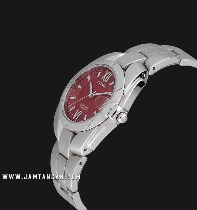 Seiko Classic SLL005P1 Perpetual Calender Red Dial Stainless Steel Strap