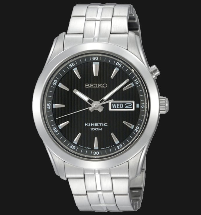 Seiko Kinetic SMY103P1 Black Dial Stainless Steel Strap