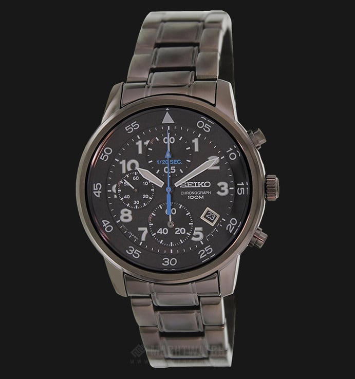 Seiko Quartz SNDE09P1 Chronograph Watch Black Dial Black PVD Stainless Steel