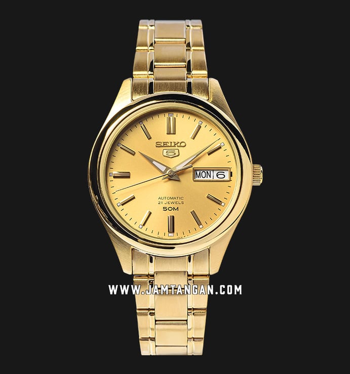 Seiko 5 Sports SNK876K1 Automatic Gold Dial Gold Stainless Steel Strap