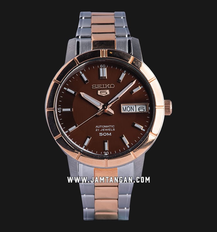 Seiko 5 Sports SNK890K1 Automatic Brown Dial Dual Tone Stainless Steel Strap