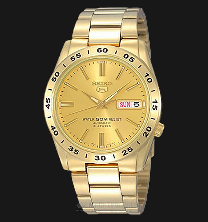 Seiko 5 Sports SNKE06K1 Automatic Gold Dial Gold Stainless Steel Strap