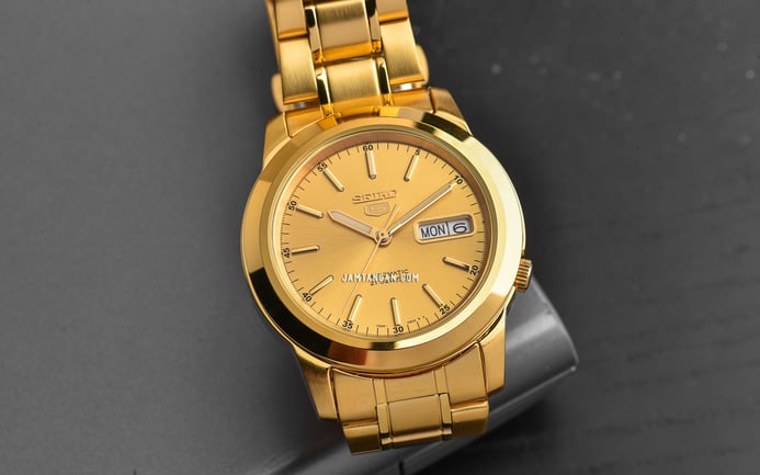 Seiko 5 Sports SNKE56K1 Automatic Gold Dial Gold Stainless Steel Strap