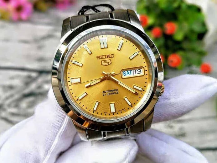 Seiko 5 Sports SNKK13K1 Automatic Gold Dial Stainless Steel Strap