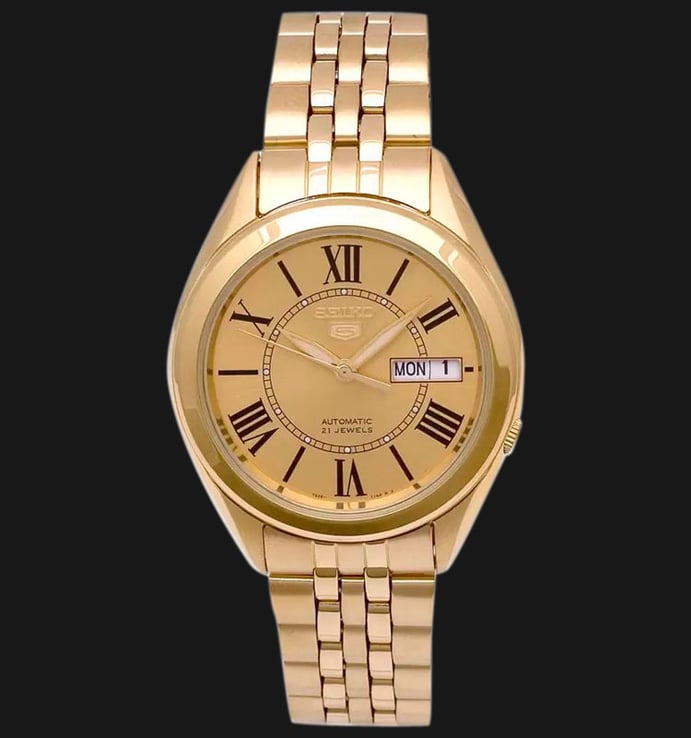 Seiko 5 Sports SNKL38K1 Gold Dial Gold Stainless Steel Strap