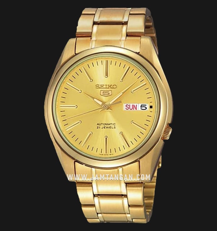 Seiko 5 Sports SNKL48K1 Automatic Gold Dial Gold Stainless Steel Strap