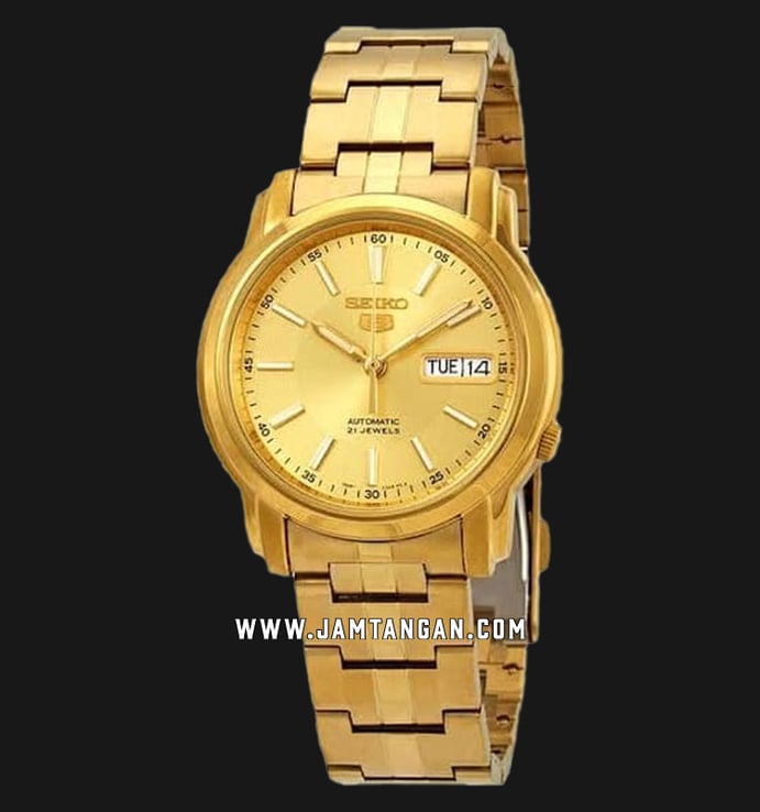 Seiko 5 Sports SNKL86K1 Automatic Gold Dial Gold Stainless Steel Strap