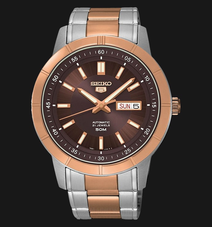 Seiko 5 Sports SNKN60K1 Automatic Brown Dial Dual Tone Stainless Steel Strap