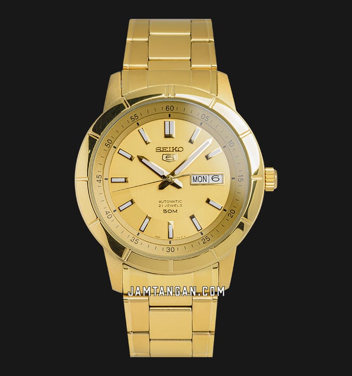 Seiko 5 Sports SNKN62K1 Automatic Gold Dial Gold Stainless Steel Strap