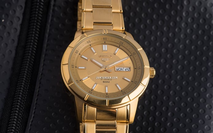 Seiko 5 Sports SNKN62K1 Automatic Gold Dial Gold Stainless Steel Strap