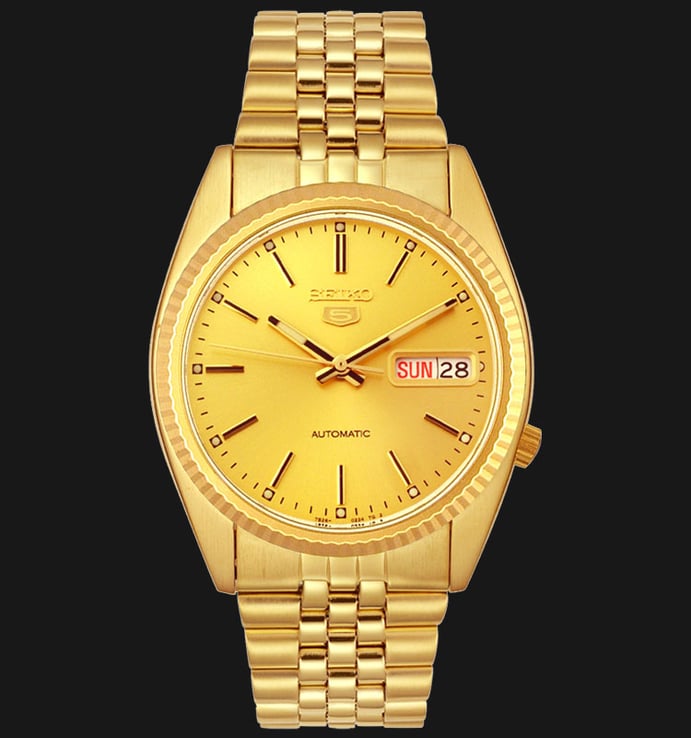 Seiko 5 SNXJ94K1 Automatic Gold Dial Gold Tone Stainless Steel 