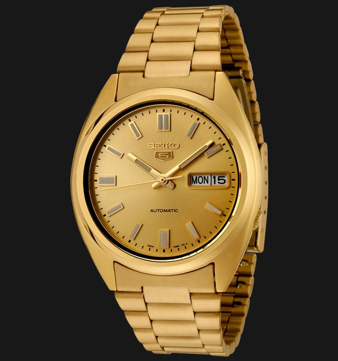 Seiko 5 Sports SNXS80K1 Automatic Gold Dial Gold Stainless Steel Strap
