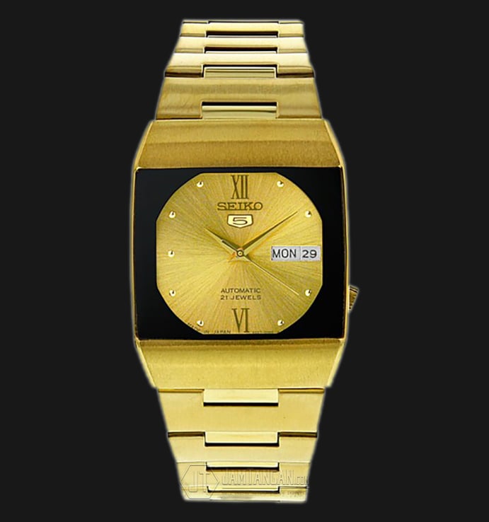Seiko 5 SNY012J1 Champagne Automatic Gold Dial Gold Stainless Steel