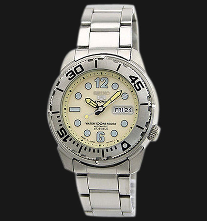 Seiko 5 Sports SNZF07 Automatic Beige Dial Stainless Steel Strap