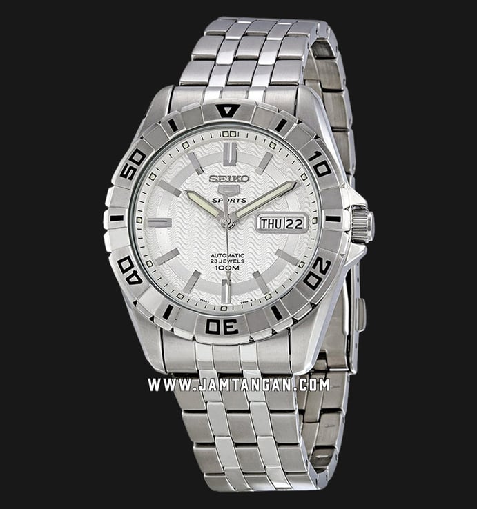 Seiko 5 Sports SNZH73K1 Automatic Silver Textured Dial Stainless Steel Strap