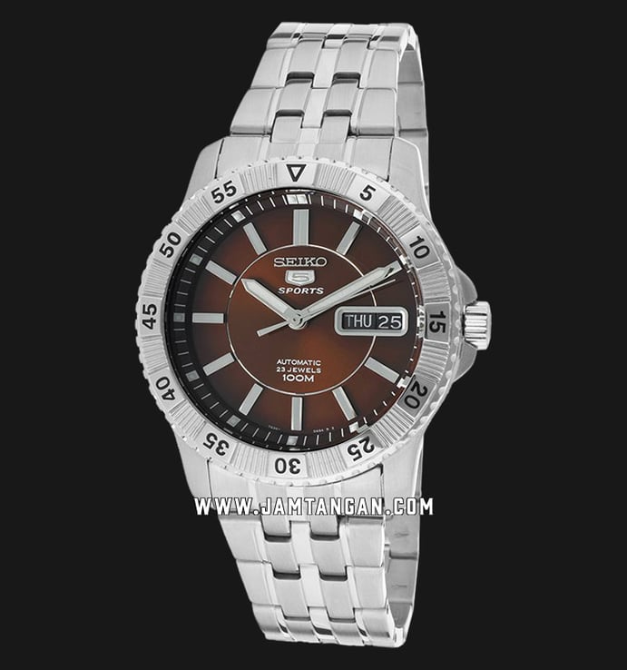 Seiko 5 SNZJ25K1 Sports Automatic Brown Dial Stainless Steel Strap