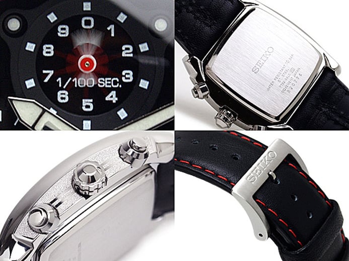 Seiko Chronograph SPC033P1 Black Dial Black Leather Strap