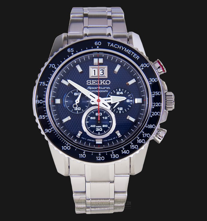 Seiko Sportura SPC135P1 Chronograph Blue Dial Stainless Steel Bracelet