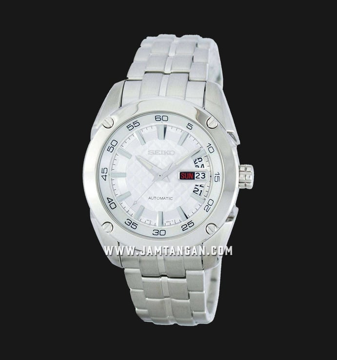 Seiko Automatic SRP001K Day and Date White Dial Silver Stainless Steel