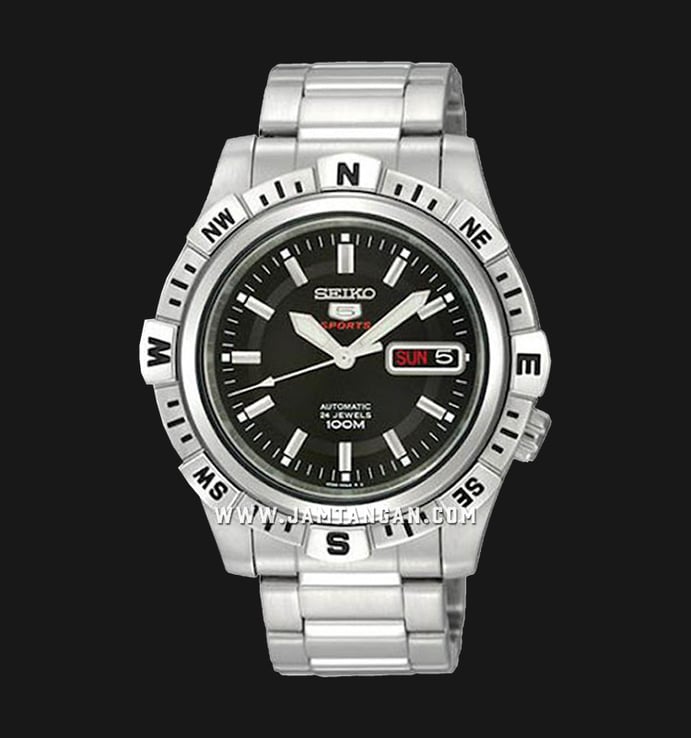 Seiko 5 Sports SRP137K1 Automatic Black Dial Stainless Steel Strap