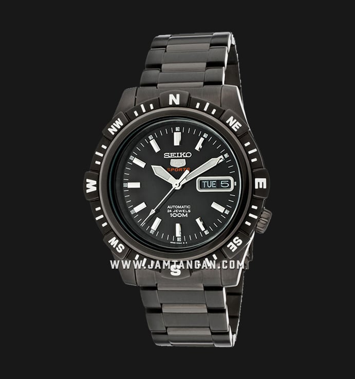 Seiko 5 Sports SRP141K1 Automatic Black Dial Black Stainless Steel Strap