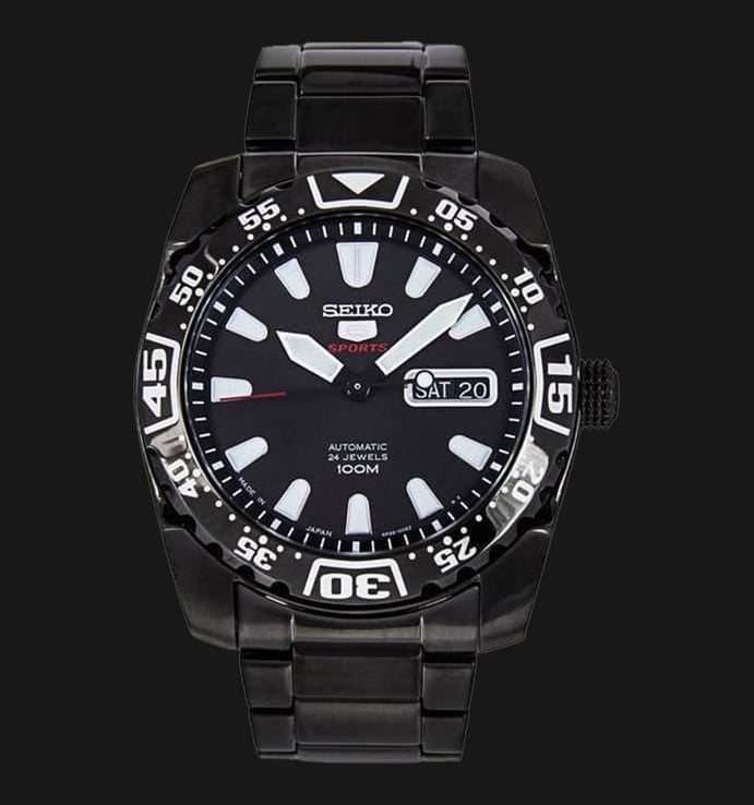 Seiko 5 Sports SRP169K1 Automatic Black Dial Black Stainless Steel Strap