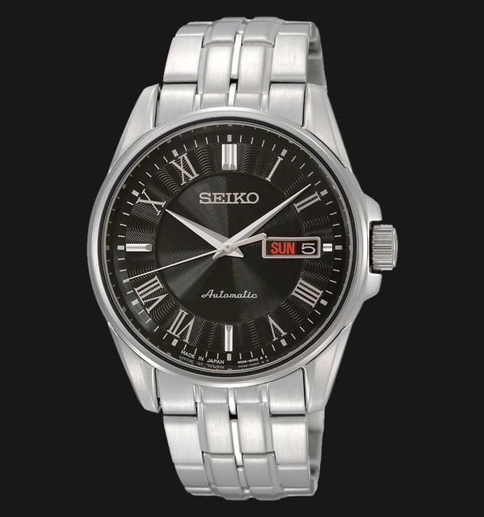 Seiko SRP183J1 Automatic Presage Stainless Steel Case Black Dial