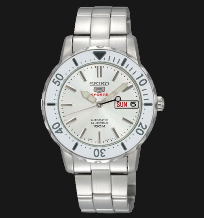 Seiko 5 Sports SRP189K1 Automatic White Dial Stainless Steel Strap