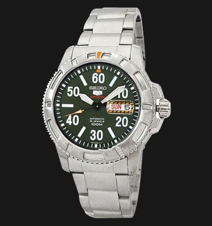 Seiko 5 Sports SRP215K1 Automatic Green Dial Stainless Steel Strap